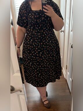 Black Floral Midi Dress